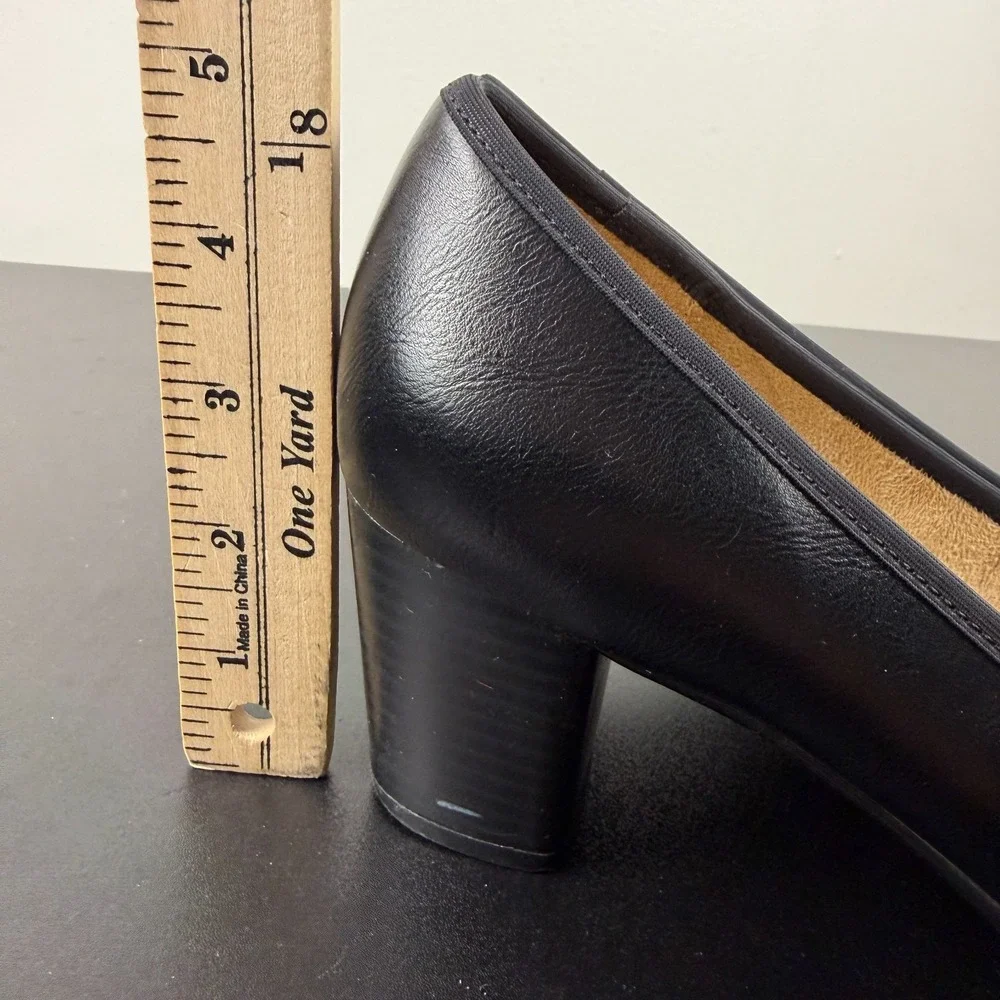 Naturalizer Naomi Pumps Women 9.5M Black Leather Block Heel Comfort Shoes Career